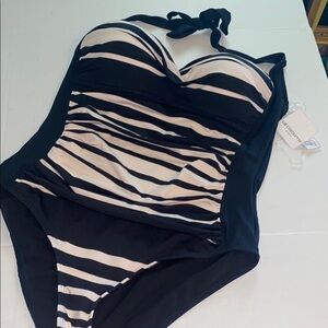 Liz Claiborne Black and White One Piece Swimsuit